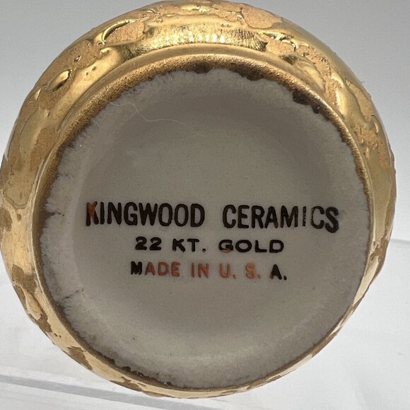 Vintage Kingwood Ceramics 22Kt Gold Weeping Mini Pitcher Collectable Made In USA - Picture 11 of 12